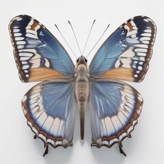 a butterfly with blue and white wings