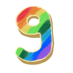 The numbers 0-9 are decorated in rainbow colors. can be an illustration