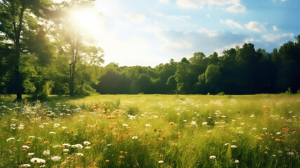 A field of daises, a summer glade - obrazy, fototapety, plakaty