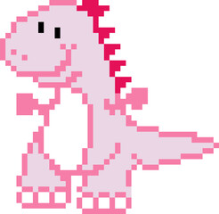 Fototapeta premium Dinosaur cartoon icon in pixel style