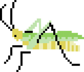 Obraz premium Grasshopper cartoon icon in pixel style