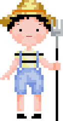 Naklejka premium Boy cartoon icon in pixel style