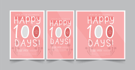 100 Days party invitation templates, baby shower poster, instagram post and stories, vector illustration eps 10