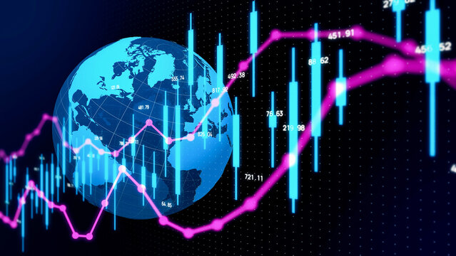 Global finance concept. Globe and financial chart.