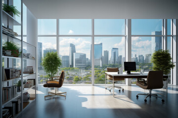 Modern Minimalist Office with City View