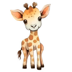 Cute Safari Baby Giraffe Clipart Illustration
