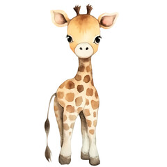 Cute Safari Baby Giraffe Clipart Illustration