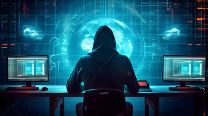 hacker working on computer