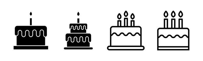 Cake icon set illustration. Cake sign and symbol. Birthday cake icon
