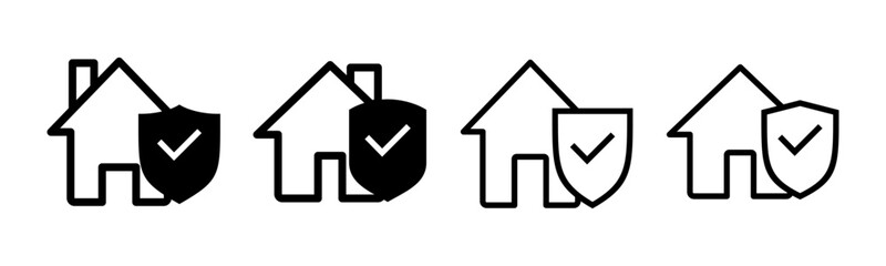 home insurance icon set illustration. home protection sign and symbol