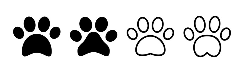 Paw icon set illustration. paw print sign and symbol. dog or cat paw