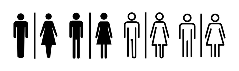 Toilet icon set illustration. Girls and boys restrooms sign and symbol. bathroom sign. wc, lavatory