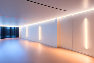 LED照明、未来的な空間、部屋背景｜LED lighting, futuristic space, room background. Generative AI