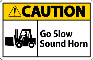Obraz premium Caution Sign, Go Slow Sound Horn Sign