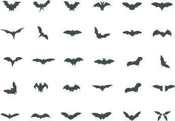 Bat silhouettes, Bats icon, Halloween bat silhouettes, Bats Svg, Scary bats silhouette, Bat vector, Bats