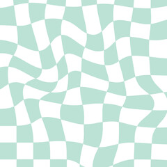 mint wavy  Psychedelic Checked Seamless pattern chessboard graphic modern y2k 90s retro banner, wallpaper, background ,poster