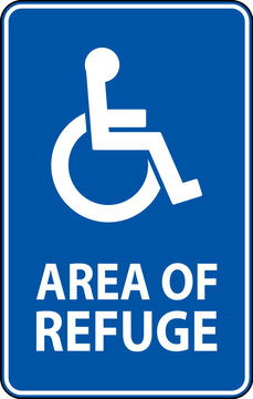 Floor Sign Area of Refuge, with Handicap Symbol