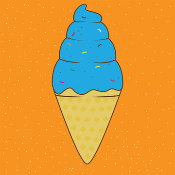 Blue ice cream with snow effect