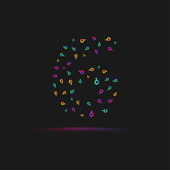 Number 6 colorful gradient logo template with an optical find search icon