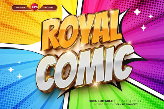 Royal Gold Comic 3D editable text effect logo template