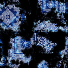 An impressive combination of ornaments and uneven dyeing,