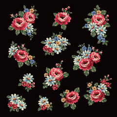 A collection of rose materials ideal for textile design,