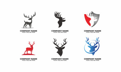 set of logo deer vector illustration