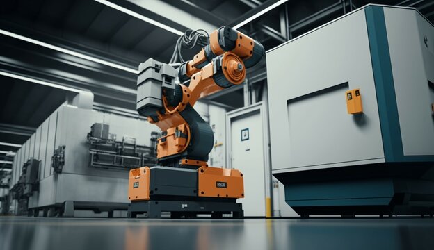 Factory Automation with Automated guided vehicle robot Generative Ai
