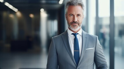 Fototapeta premium Professional man posing for the camera in an office setting created with AI