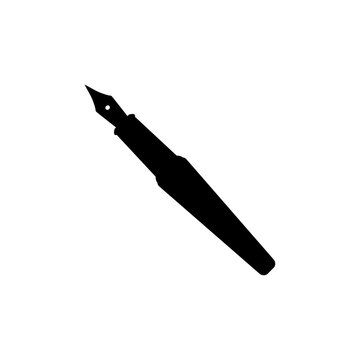recommend clip art: Fountain pen icon in silhouette style. Design element of International Literacy Day. Vector illustration logo template in trendy flat design style. Editable graphic resources for many purposes.