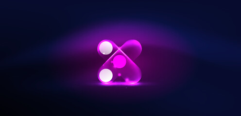 Abstract glowing neon light techno circles background