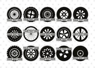 Tyre Split Monogram, Tyre Silhouette, Tyre SVG Cut Files, Vehicle Tyre Svg, Tire Svg, Tyre Wheel Silhouette Bundle, SB00095