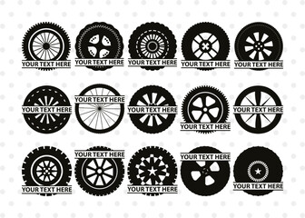 Tyre Split Monogram, Tyre Silhouette, Tyre SVG Cut Files, Vehicle Tyre Svg, Tire Svg, Tyre Wheel Silhouette Bundle, SB00095 © ETC Craft
