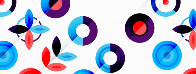 Colorful circles in a grid composition abstract background. Design for wallpaper, banner, background, landing page, wall art, invitation, prints, posters