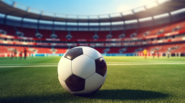 A classic soccer ball resting on the field.