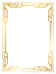 Art Deco gold frame vintage frame line geometric wedding label card frame png transparent background