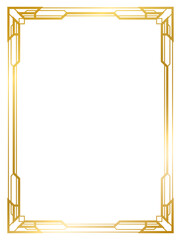 Art Deco gold frame vintage frame line geometric wedding label card frame png transparent background