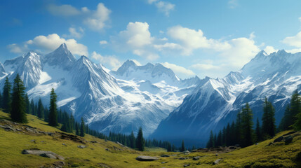 panorama of the snow mountains