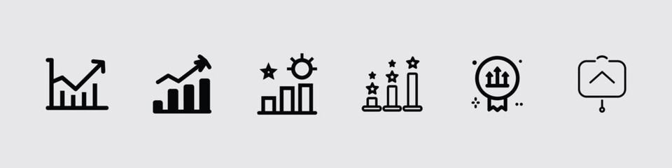 Fototapeta na wymiar set of growth business line icons. Web symbols for web sites and mobile app. Business success icon set, isolated on a white background. 