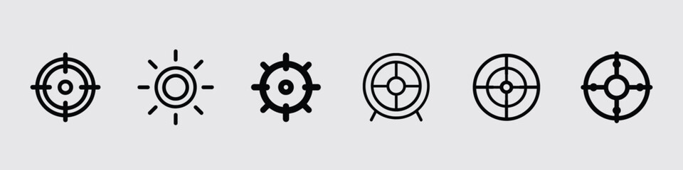 Obraz premium Target icon set illustration of outline on transparent background. Circe, targeting, aim. Arrow