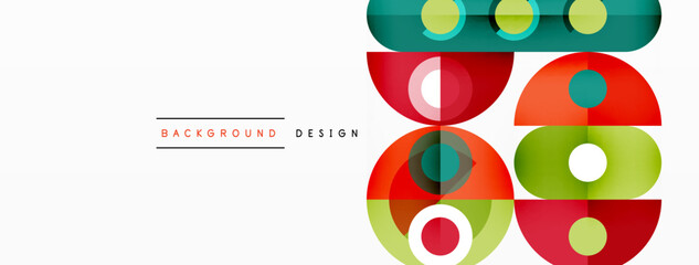 Simple circles and round elements pattern. Minimalist design geometric landing page. Creative concept for business, technology, science or print design