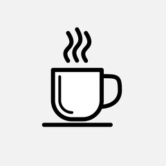 Hot Coffee Icon. Beverages, Break Time Symbol - Vector.     