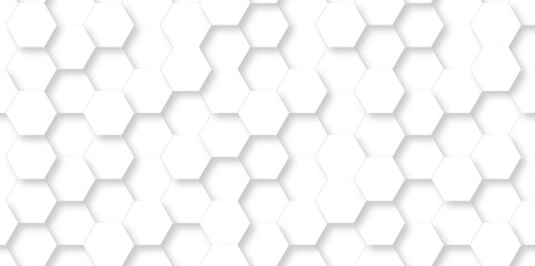 Seamless pattern of hexagons background technology with hexagons. 3d Hexagonal structure futuristic white background and Embossed Hexagon , honeycomb white Background ,light and shadow ,Vector.