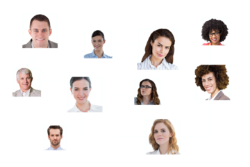 Digital png illustration of network of diverse business people on transparent background