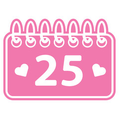 Digital png illustration of pink calendar card with hearts on transparent background