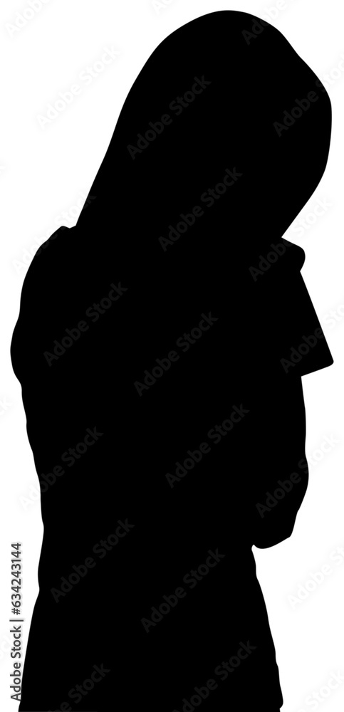 Sticker Digital png silhouette image of woman with long hair on transparent background