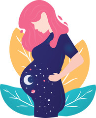 Digital png illustration of pregnant woman icon on transparent background