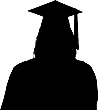 Digital png silhouette image of student in graduation gown on transparent background