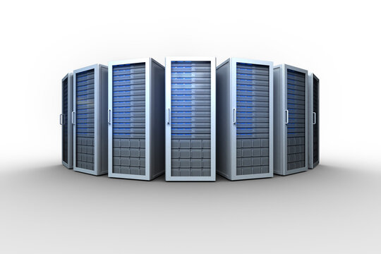 Digital png illustration of computer servers on transparent background