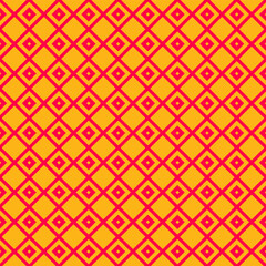 Red and orange square grid mosaic seamless pattern background. Vector illustration.